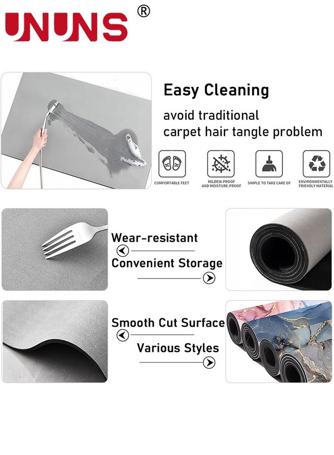 UNUNS Kitchen Rugs and Mats,Set of 2 Non-Slip Kitchen Mats for Floor,Geometric Pattern Absorbent and Stain Resistant Kitchen Runner,Machine Washable Rugs for Kitchen,Laundry & Sink,40x60cm+40x120cm,Green - Image 5